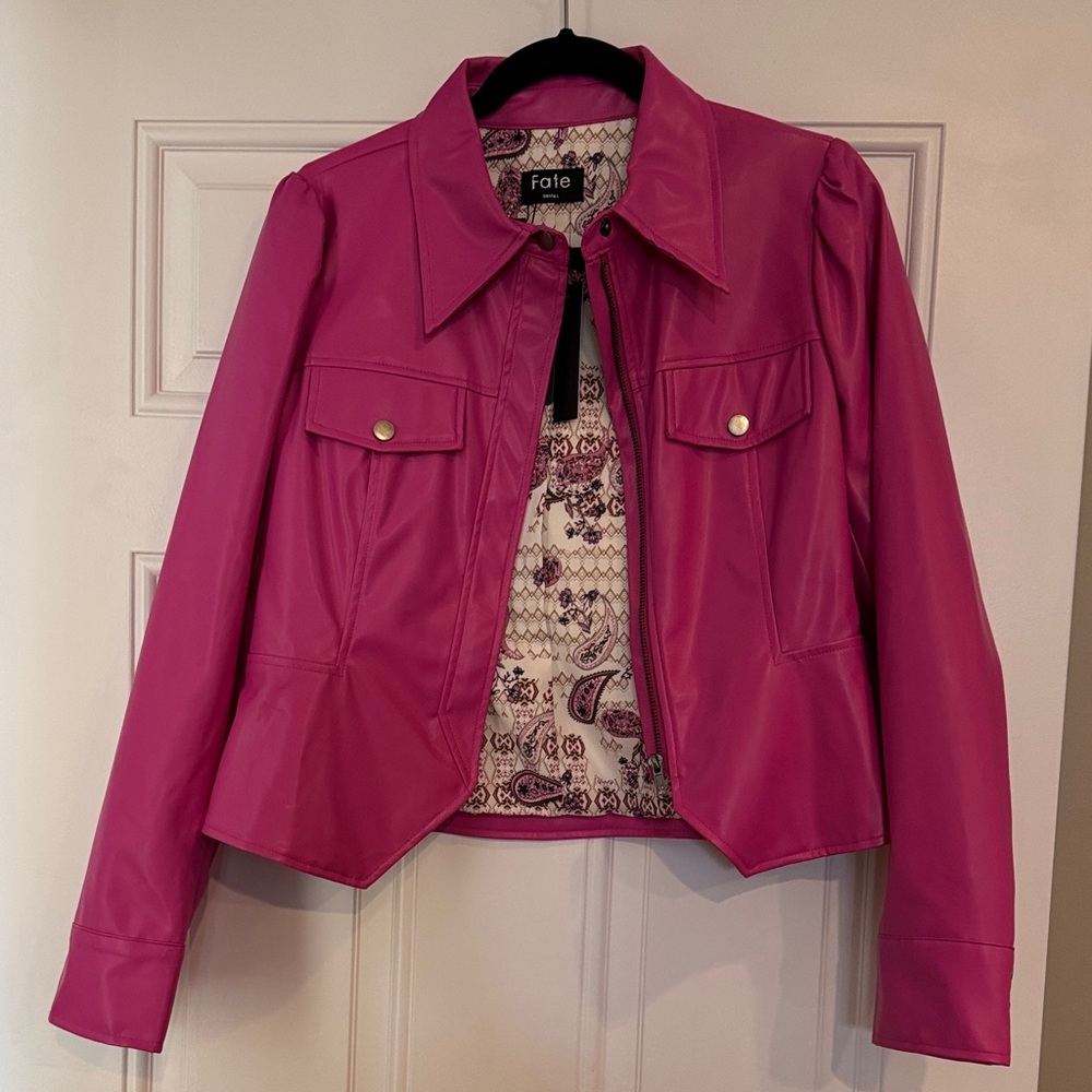 Fate Women's Vibrant Pink Leather Jacket